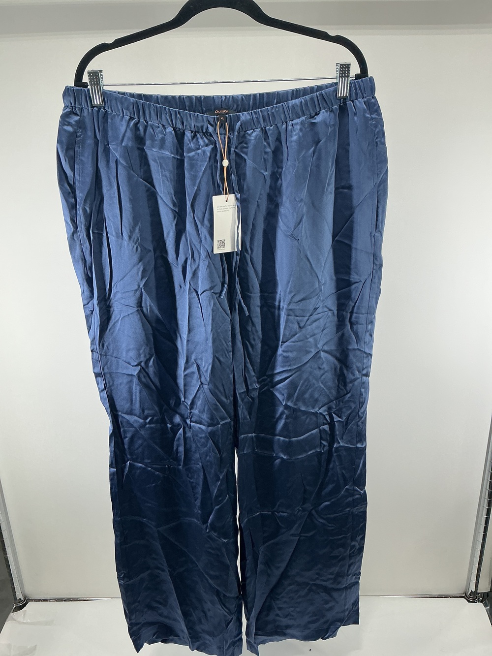 100% Washable Silk Drawstring Wide Leg Pants - 30"
